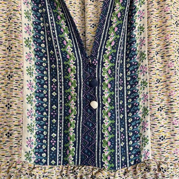 Veronica‎ Beard Lumi Dress Size 2 Silk Cream Beige Blue Floral Ruffles Chic Sexy - Picture 8 of 16